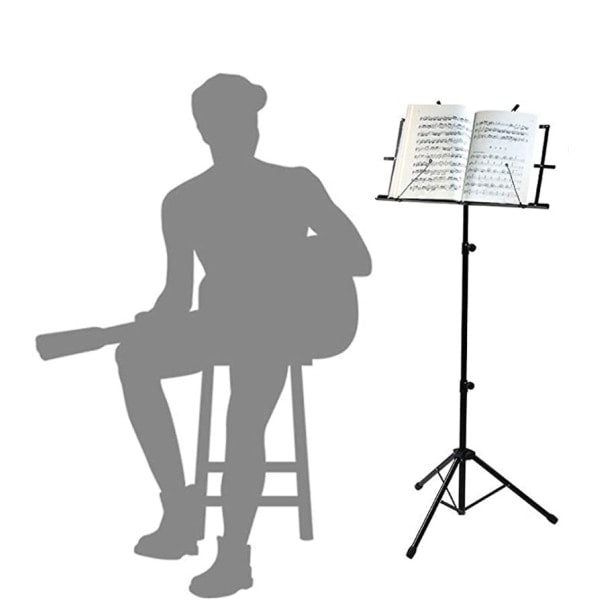 Adjustable Music Stand Portable Foldable Metal Stand with Carrying Bag Lightweight for Travel Storage Black - Image 3