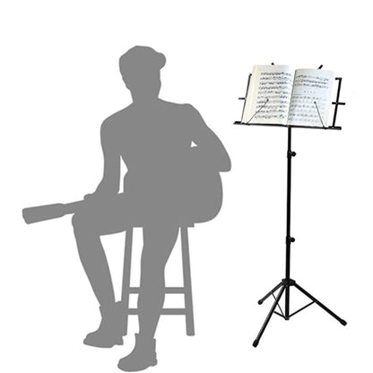 Adjustable Music Stand Portable Foldable Metal Stand with Carrying Bag Lightweight for Travel Storage Black - Image 3