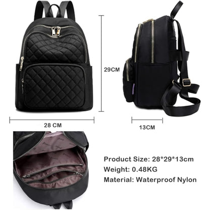Women's Casual Backpack - Anti-Theft Nylon Small Backpack, Black - Image 3
