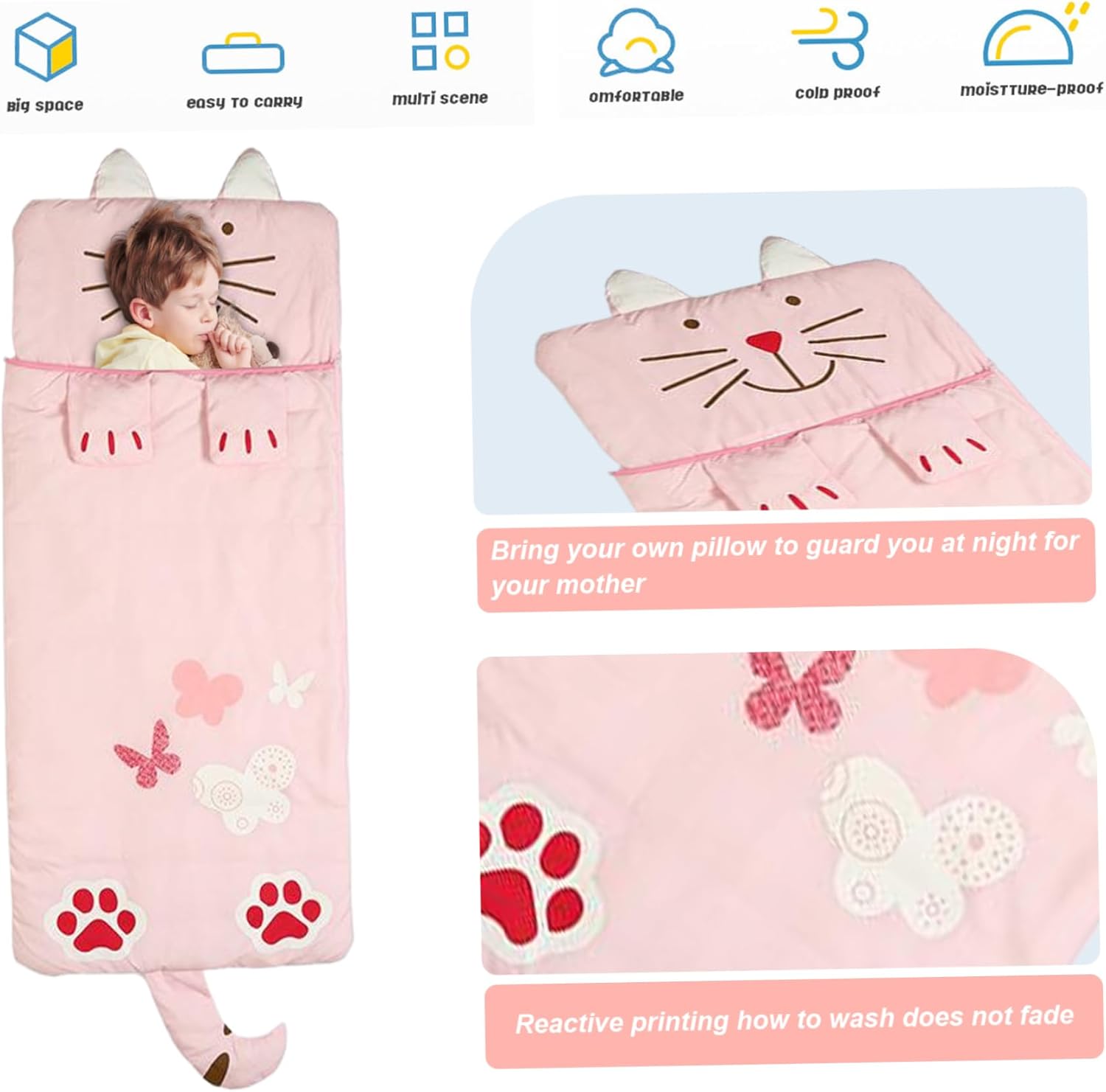 Sleeping bag for children, cozy cartoon design for boys and girls - Image 3