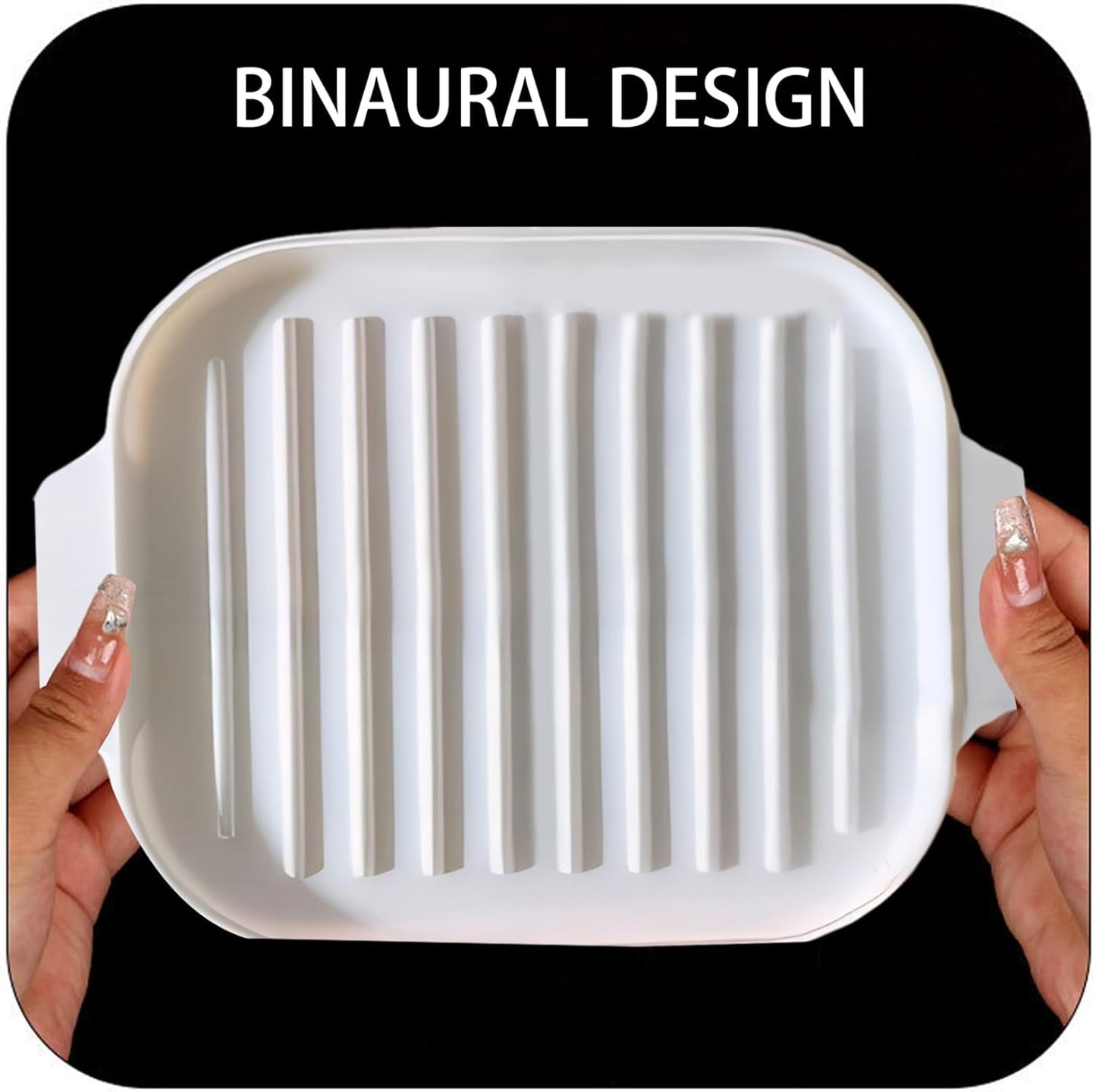 Microwave Tray for Bacon, 30 x 20 x 0.8 cm Silicone Bacon Pan with Lid and Handle, Crispy Bacon Maker - Image 2