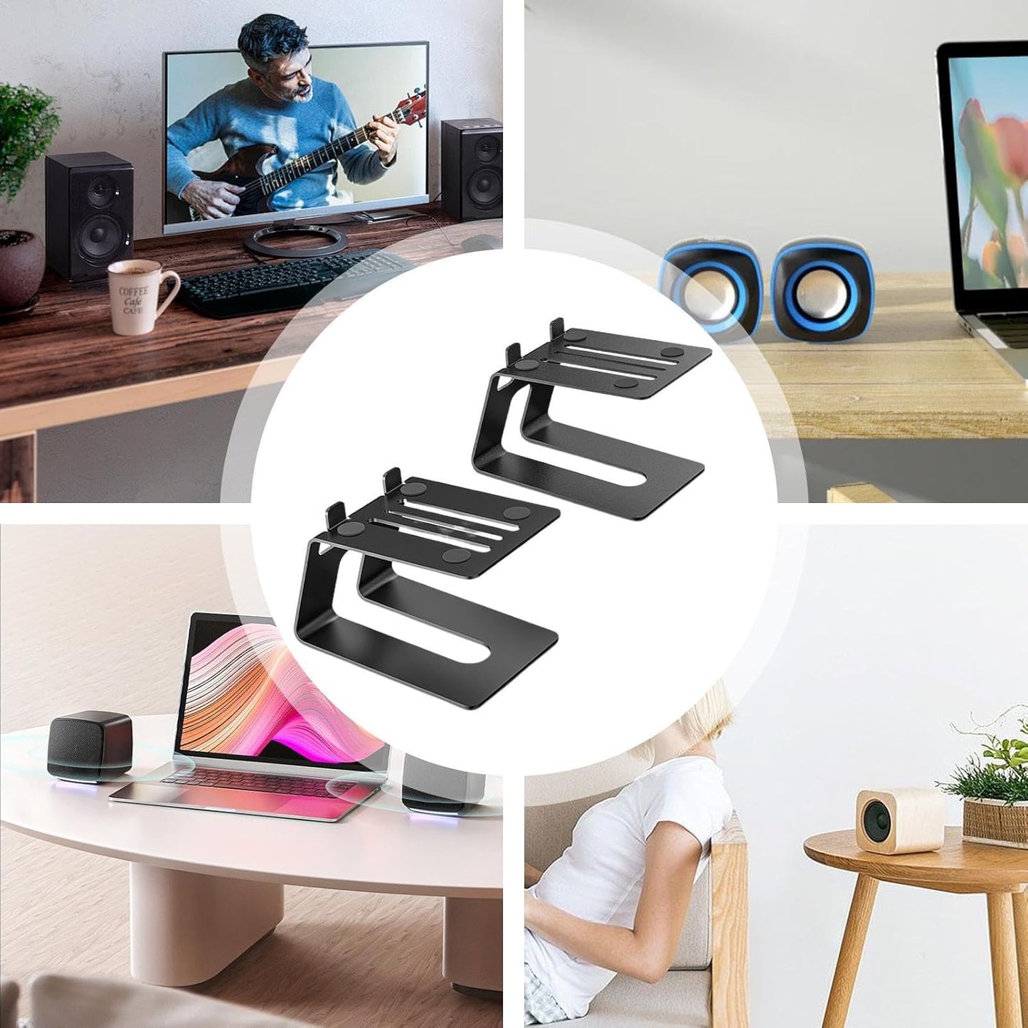 Studio Monitor Stand, 2-Pack Speaker Stands for Desk or Bookshelf, Stable Speaker Stands for Home Studio or Office - Image 3