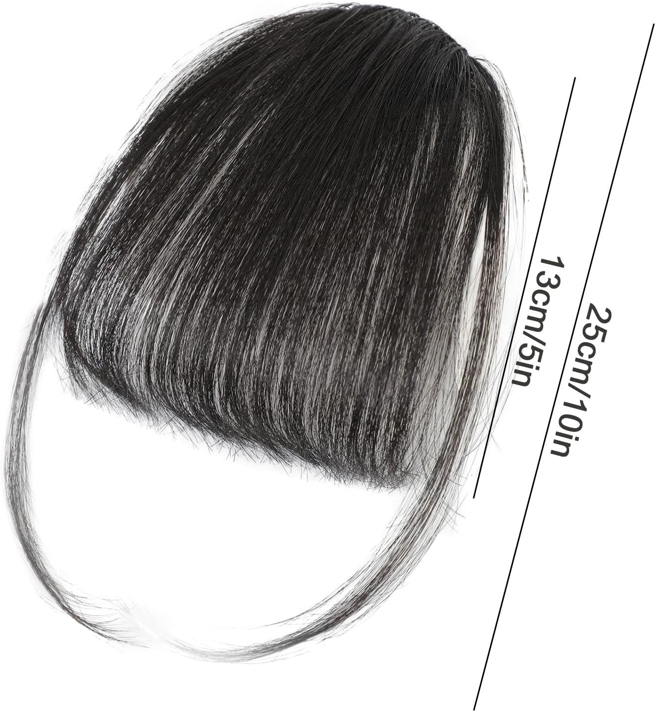 Clip-in Bangs Made of Real Hair, French Bangs Extensions | Natural Colored Clip-on Bangs, Hair Fringe for Women and Girls Natural Black - Image 4