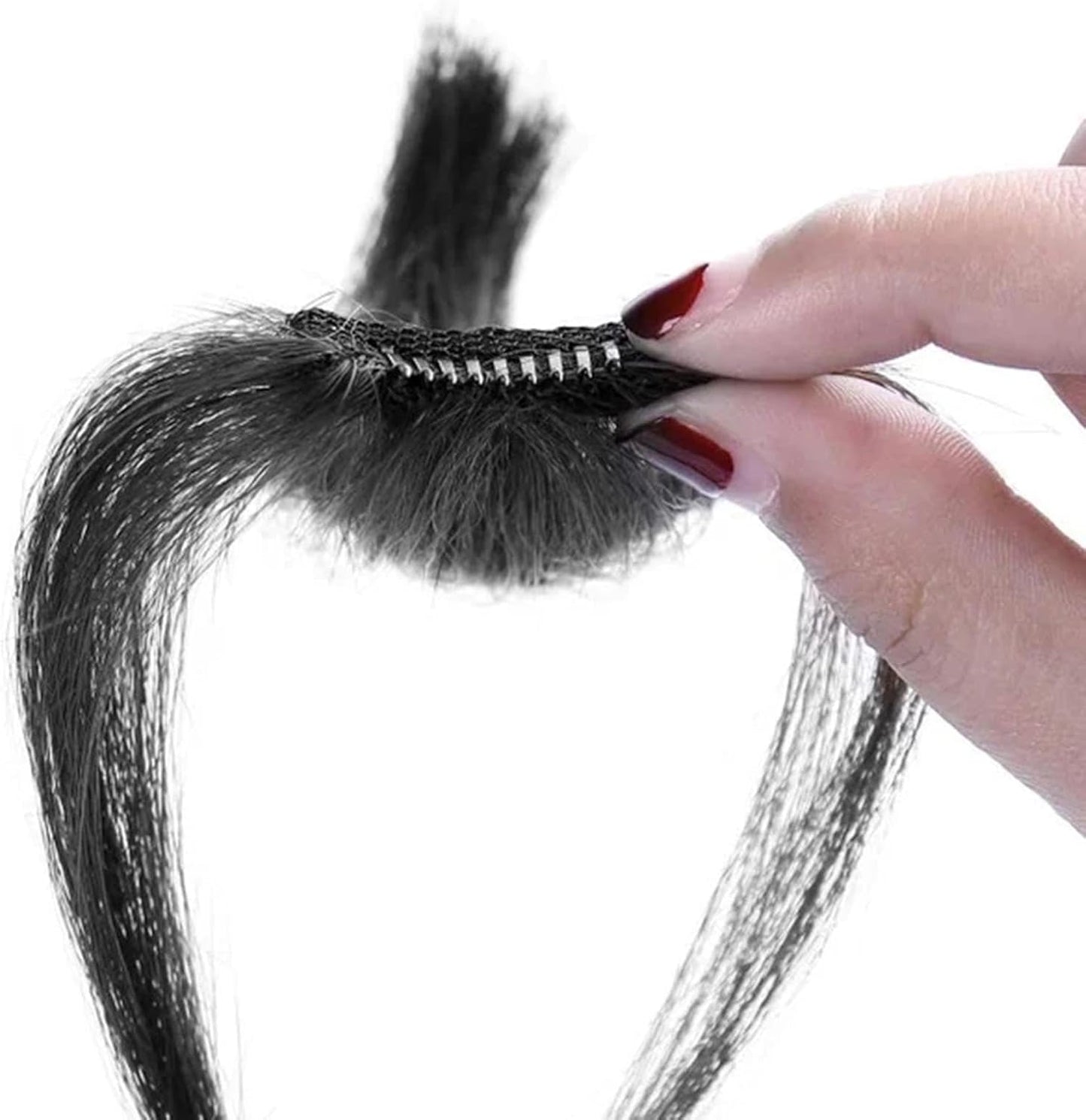Clip-in Bangs Made of Real Hair, French Bangs Extensions | Natural Colored Clip-on Bangs, Hair Fringe for Women and Girls Natural Black - Image 6