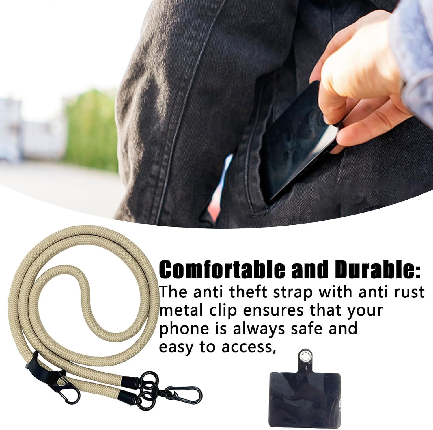 Thick Rope Phone Lanyard 10MM Mobile Strap Neck Holder Compatible with Apple Compatible with Samsung - Image 2