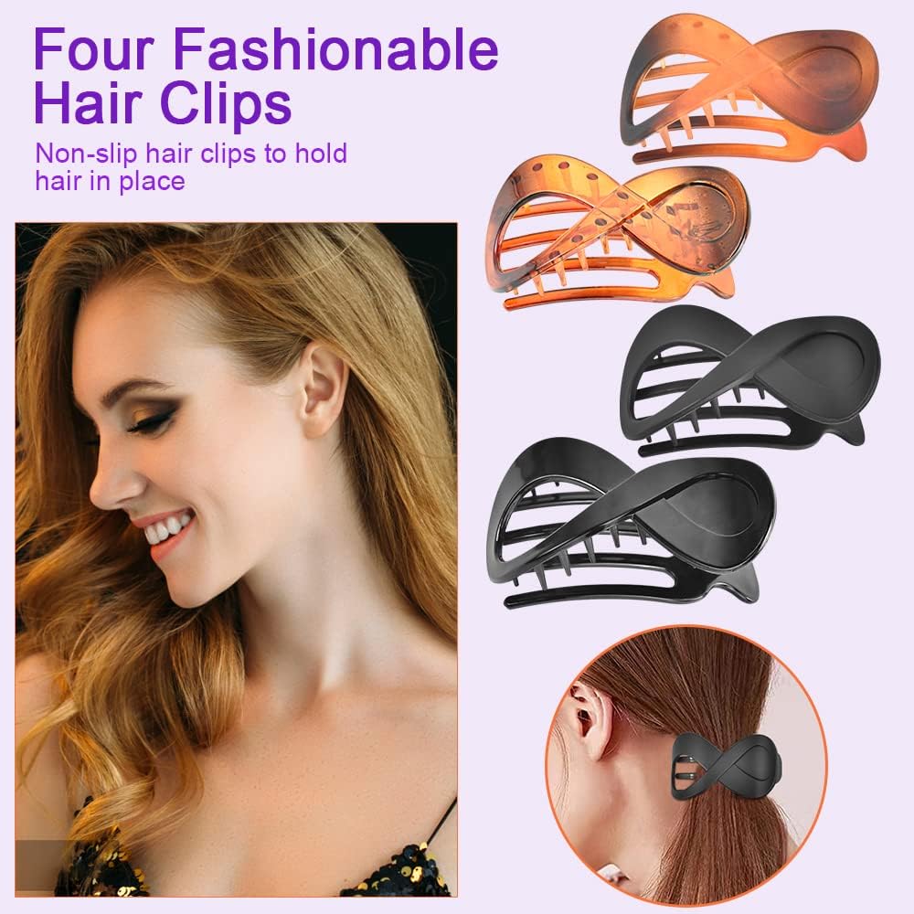 4pcs Matte French Style Hair Clips, Large Acrylic Hair Clips, Non-Slip Hair Clips, Thick Hair, Flat Hair Clips, Grip Hair Clips, Banana Barrette - Image 3