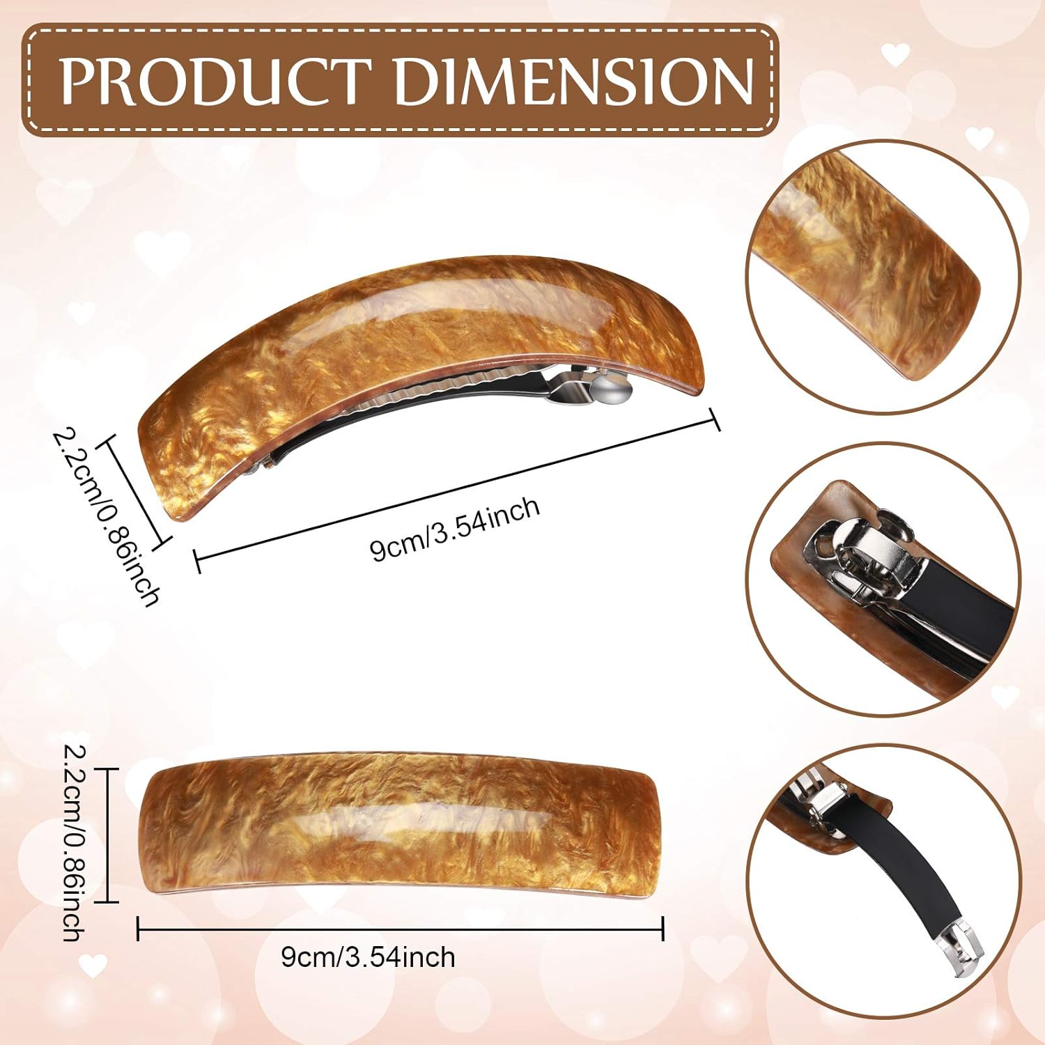6 pcs Large French Hairpins Hair Clips for Women Retro Hair Accessories 6 Colors Classic Pattern - Image 2