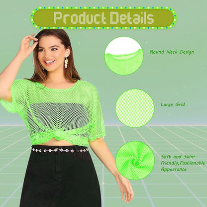 80s Neon Party Clothes Costume Accessories Set, 1980s Retro Theme Party Decoration Outfit for Women Girls B 1PCS - Image 3