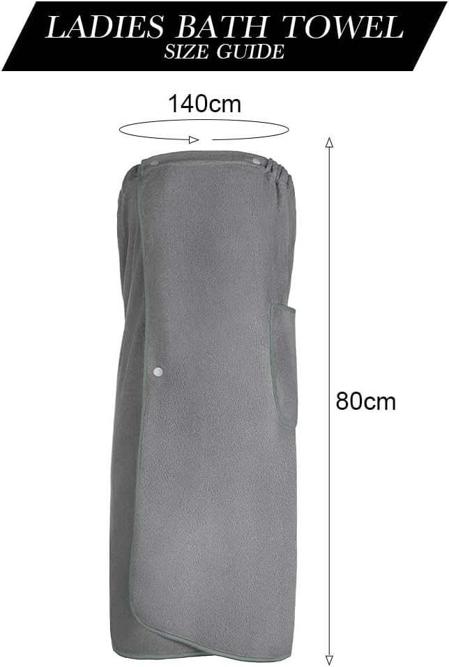 Sauna Skirt for Women with Pockets and Buttons Long Towel Grey - Image 2
