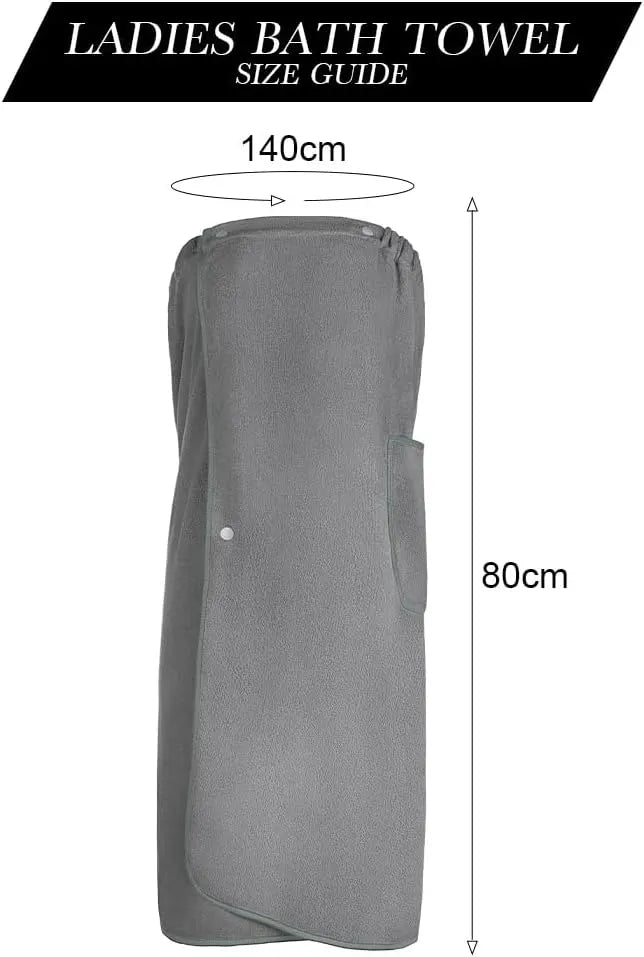 Sauna Skirt for Women with Pockets and Buttons Long Towel Grey - Image 2