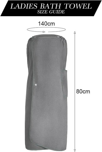 Sauna Skirt for Women with Pockets and Buttons Long Towel Grey - Image 2