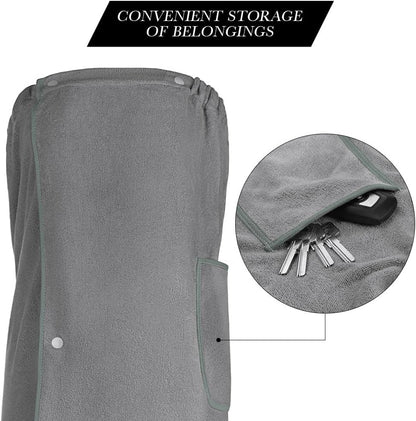 Sauna Skirt for Women with Pockets and Buttons Long Towel Grey - Image 5