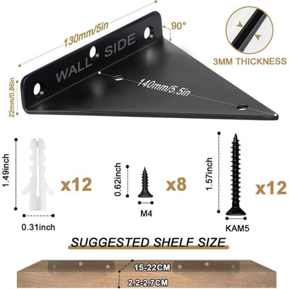 Package Triangle Shelf Brackets, 14cm Iron Floating Shelf Brackets, Metal Wall Mounted Shelf Brackets for DIY Open Shelf Ikodm - Image 3