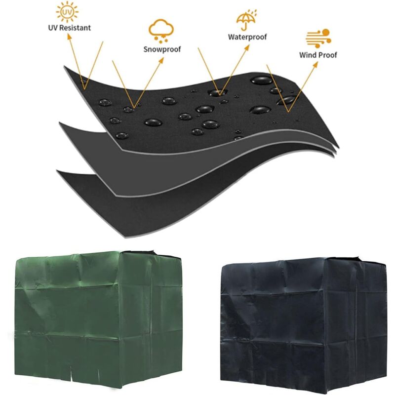 Water Tank Cover, IBC Tank Cover for 1000L Tank, Water Tank Container Protective Cover, Dustproof Anti-UV Anti-Rain, 120x100x116cm (Green) - Image 2