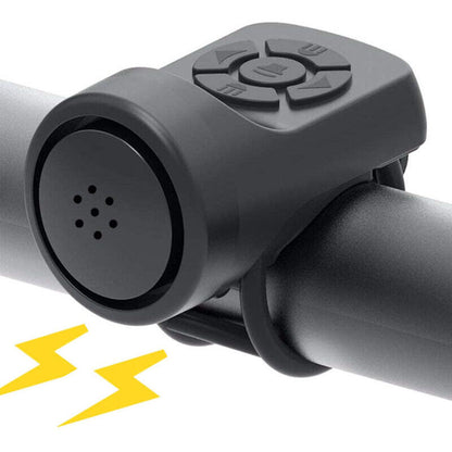 Electric Bicycle Horn 120dB, Portable USB Charging Rubberskin Bell with Alarm for Mountain and Road Bike.