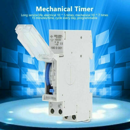 Programmable Timer, Mechanical Timer, 15 Minutes to 24 Hours Programmable Standard DIN Rail Mounted Timer Relay, SUL180A - Image 3