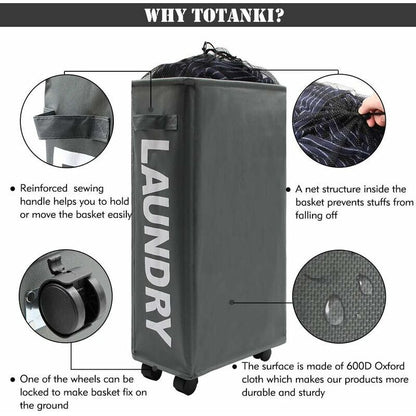 Gray Collapsible Laundry Hamper 22\ - Image 3