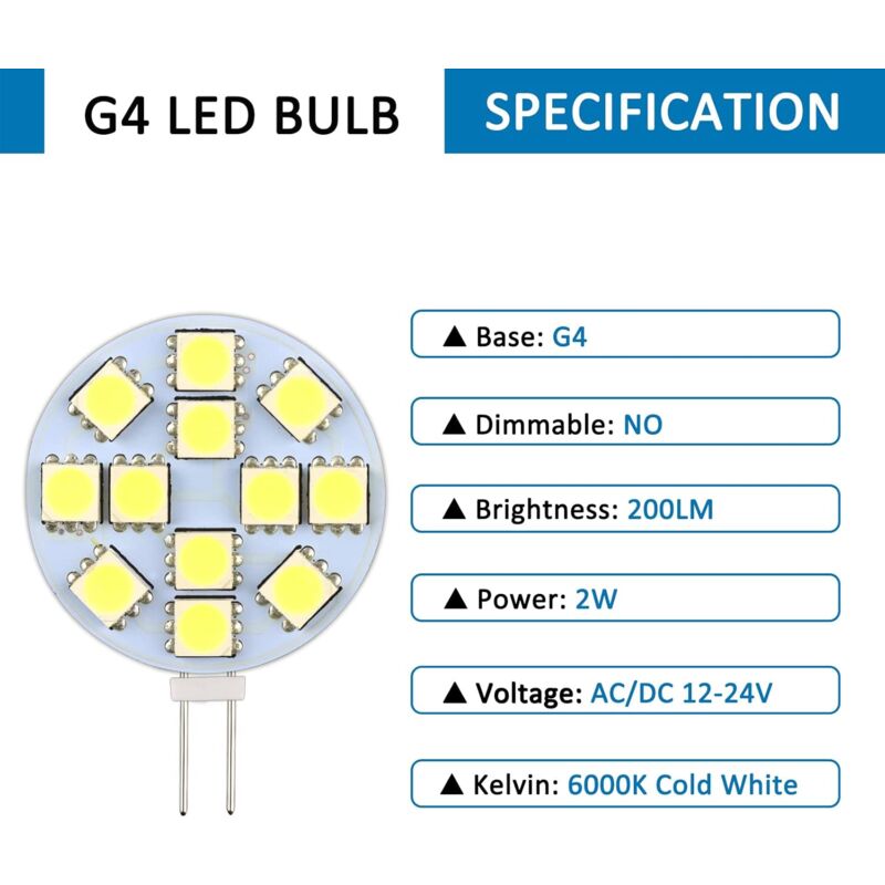 G4 LED Bulb Cool White 6000K Non-Dimmable 6-Pack - Image 3