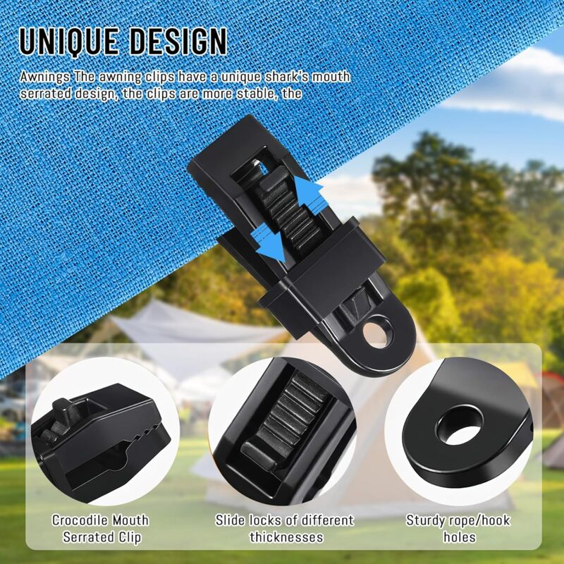 Heavy Duty Tarpaulin Clamps 15 Pieces Black for Tents Boat Covers - Image 3