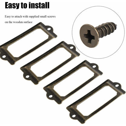 Metal label holder with screws for desk, bronze, 15 pcs, size 70x33mm - Image 3