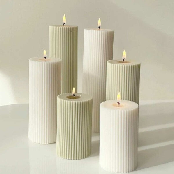 White Silicone Ribbed Candle Mold DIY for Halloween Candles - Image 2