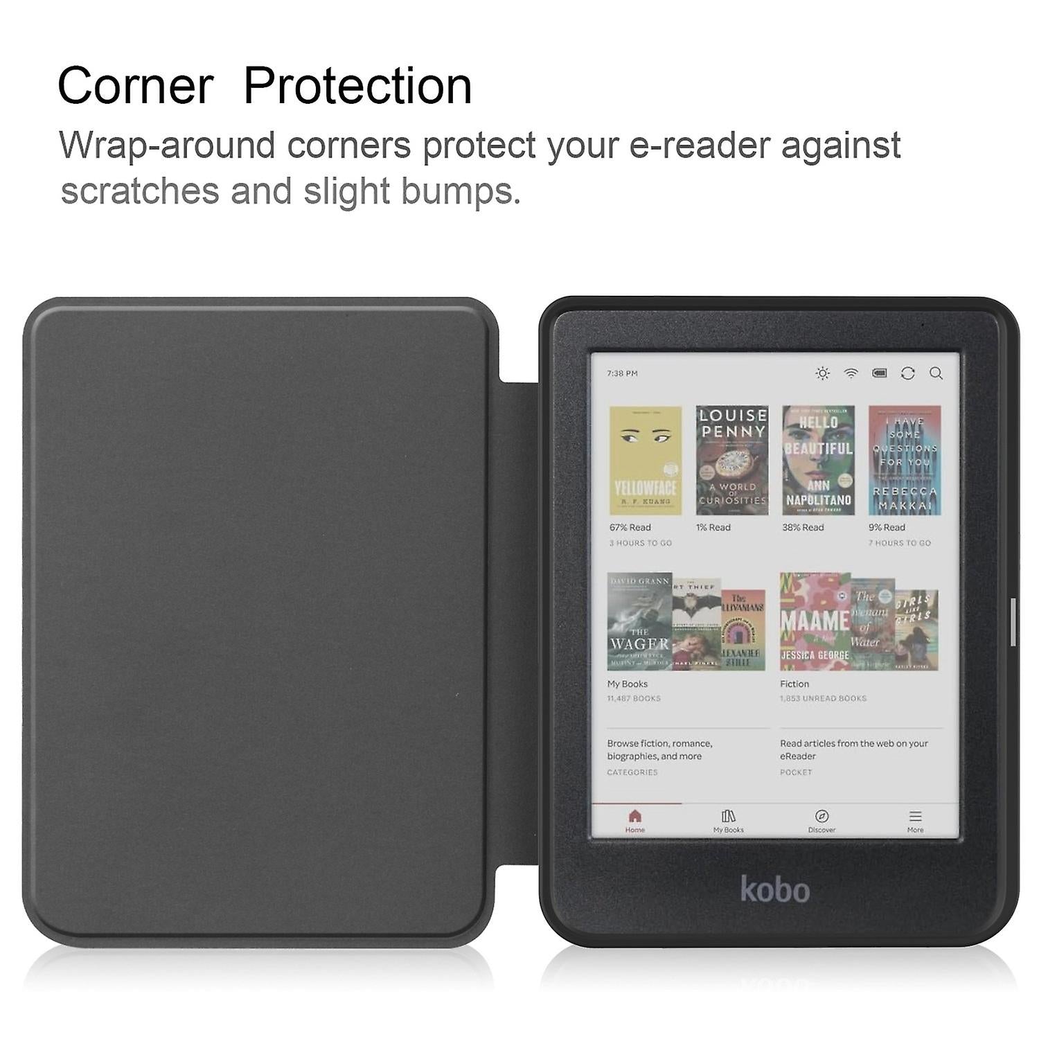 KOBO Clara Colour Compatible Leather Case Caster Black LGL - Image 4