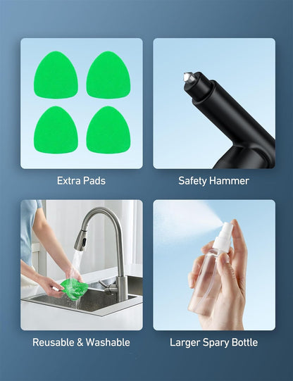 Windshield Washer Tool for Inside with 4 Reusable Washable Green Microfiber Pads - Image 7