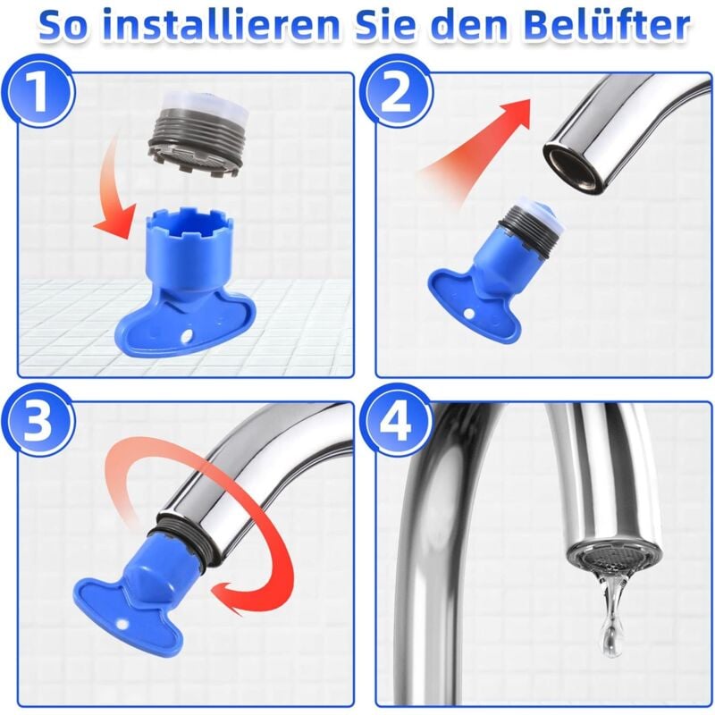 M18.5 Faucet Aerator 6-Pack External Thread Water Saver with 2 Aerator Keys - Image 3