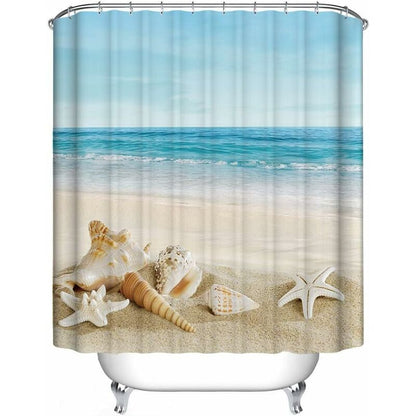 Waterproof Anti-Mildew Shower Curtain 200x240 cm Beach Elegant Pattern - Image 2