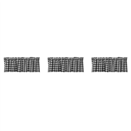 Checkered Kitchen Curtain Farmhouse Style 3-Pack Window Decoration in Black and White