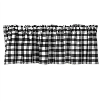 Checkered Kitchen Curtain Farmhouse Style 3-Pack Window Decoration in Black and White - Image 2