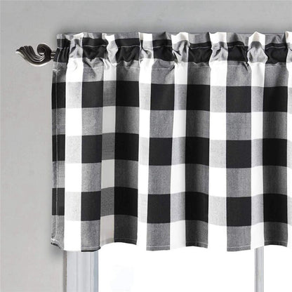 Checkered Kitchen Curtain Farmhouse Style 3-Pack Window Decoration in Black and White - Image 3
