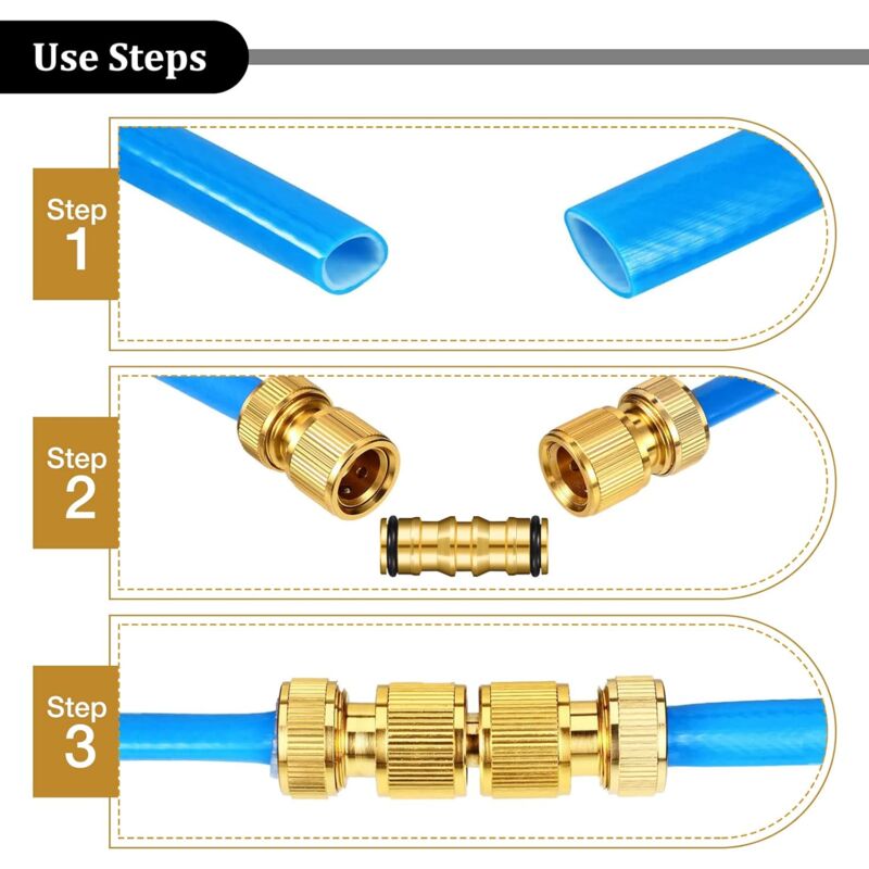 Brass Garden Hose Connectors Double Male 4 Set Compatible with Garden Hose Faucet - Image 4