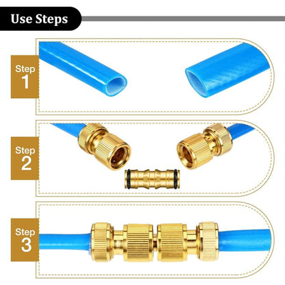 Brass Garden Hose Connectors Double Male 4 Set Compatible with Garden Hose Faucet - Image 4