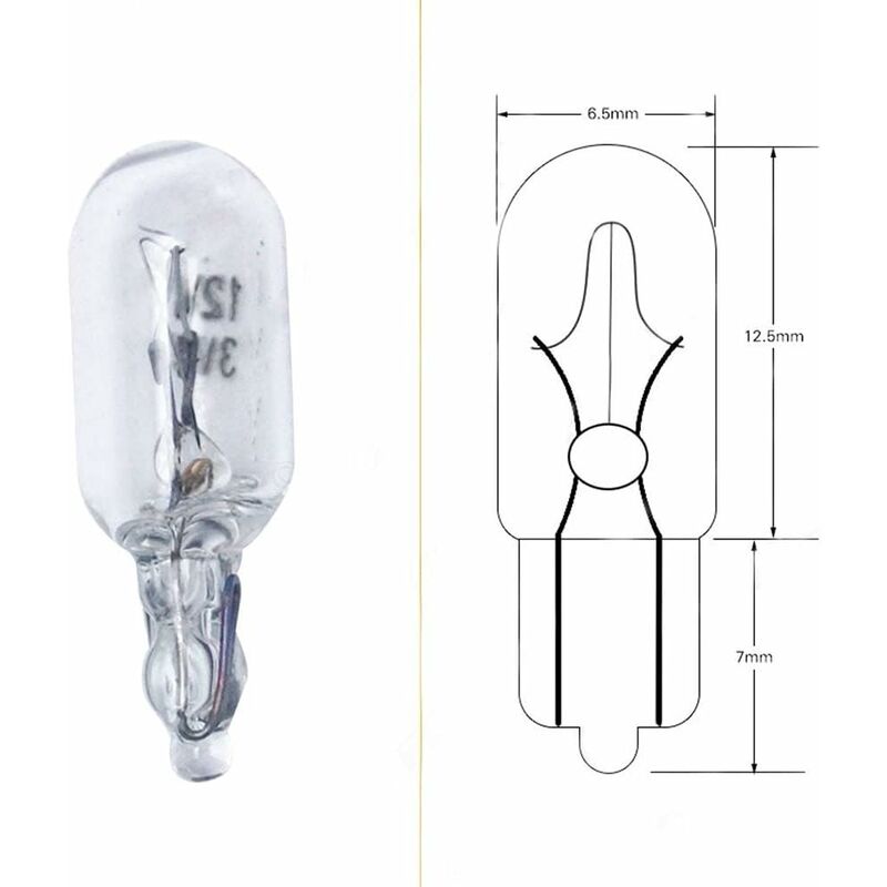 T6.5 Car Dashboard Bulb 10pcs, 3W 12V Indicator Light Compatible with Car Side Lights Accessories - Image 2