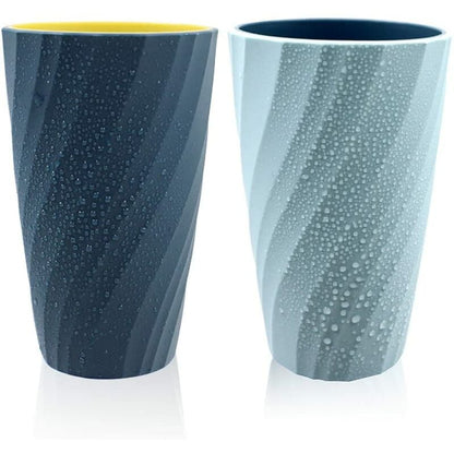 Toothbrush Holder Compatible with Oral-B, Unbreakable Soft Durable Bathroom Cup, Light Blue \u0026 Dark Blue