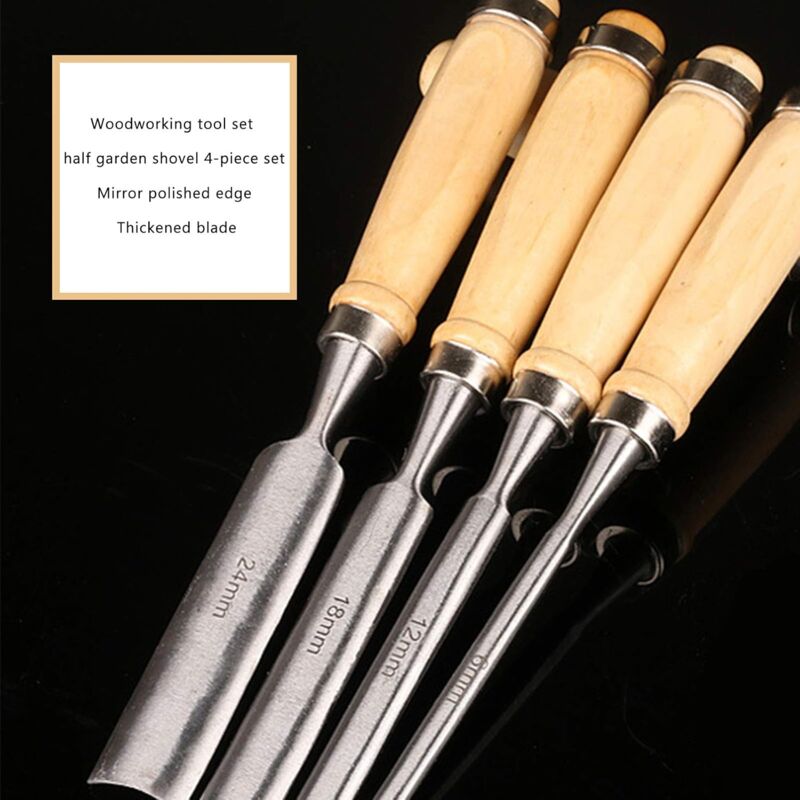 Wood Carving Chisel Set 4pcs Iron Hollow Woodworking Tools 6mm 12mm 18mm 24mm - Image 3