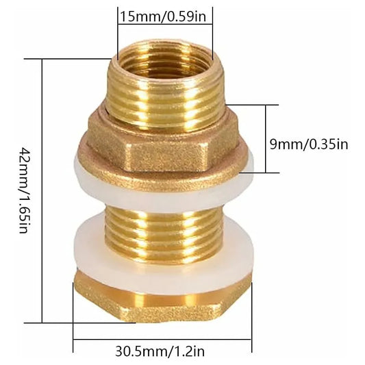 St Water Feed-through 4.2cm 1/2\" Brass Water Connection for Faucet / Barrel / Rainwater Tanks - Image 2
