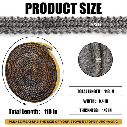 3mm x 1cm x 3m Heat Resistant Fiberglass Gasket - Self Adhesive Chimney Seal for Wood Stoves & Open Fireplaces, Up to 550°C - Image 2