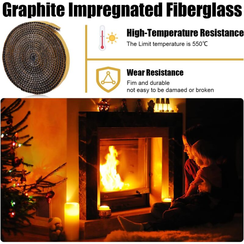3mm x 1cm x 3m Heat Resistant Fiberglass Gasket - Self Adhesive Chimney Seal for Wood Stoves & Open Fireplaces, Up to 550°C - Image 3
