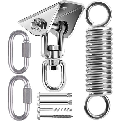 Stainless Steel Ceiling Mount Hanging Chair Spring Hook Kit, 360° Rotation, 450 kg Capacity
