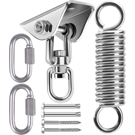 Stainless Steel Ceiling Mount Hanging Chair Spring Hook Kit, 360° Rotation, 450 kg Capacity