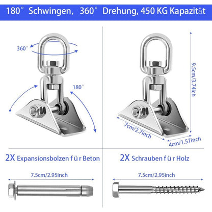 Stainless Steel Ceiling Mount Hanging Chair Spring Hook Kit, 360° Rotation, 450 kg Capacity - Image 3