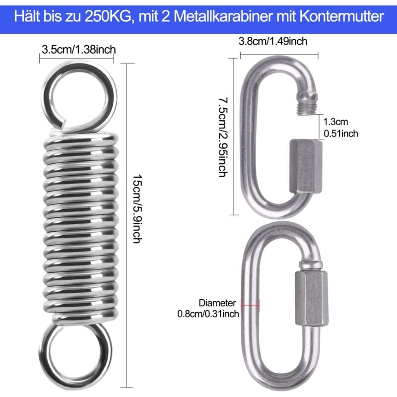 Stainless Steel Ceiling Mount Hanging Chair Spring Hook Kit, 360° Rotation, 450 kg Capacity - Image 4