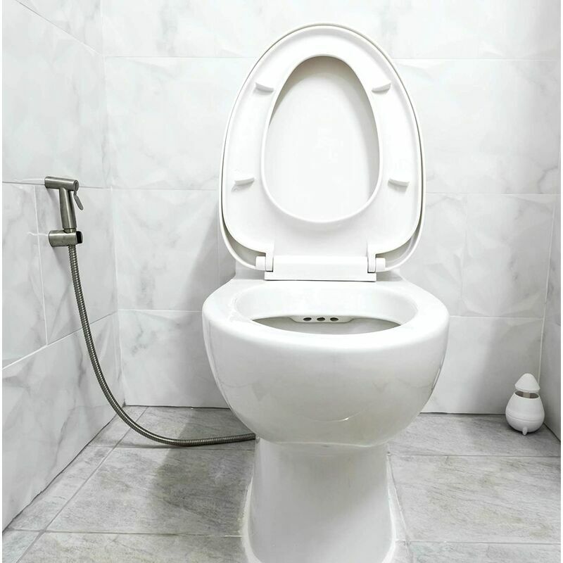 DEBUNS Toilet Bidet Kit with Shower Head, Handheld Sprayer with Hose, Stainless Steel Holder and 2 Seals - Image 3