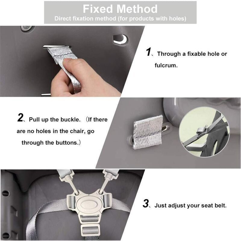 Adjustable 5-Point Safety Harness for Child Seats and Strollers, Gray - Compatible with Most Brands - Image 2