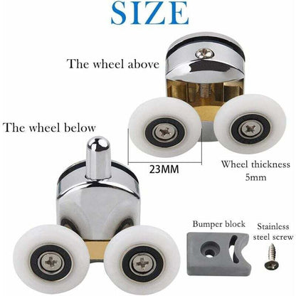 Shower Door Roller 4PCS Double Sliding Door Wheel Replacement Compatible with Shower Enclosure for 14mm Glass Hole - Image 2
