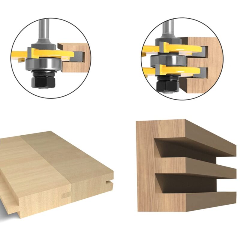 8mm Shank T-Slot Milling Cutter Set, 2Pcs 3-Flute Woodworking Tools - Image 3