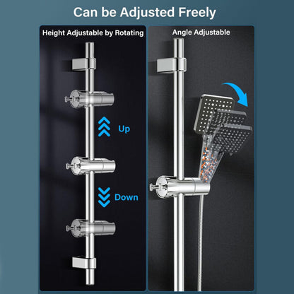 Chrome Wall Mounted Adjustable Shower Head Holder with 2 Hooks for 16-27mm Shower Rod - Image 2
