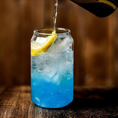 Beer Can Shaped Glass with Bamboo Lid and Straw 500ml 2 pcs for Coffee Milk Cocktail - Image 6